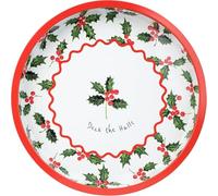 Talking Tables Plateau de Service Rond en étain avec Motif Houx de Noël pour thé, café, Boissons, Aliments, sandwichs, 30 cm, Vert