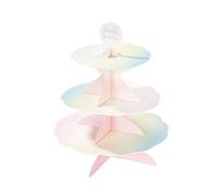 Talking Tables Présentoir à Gâteaux 3 Niveaux Pastel Réversible, Stand Cupcakes Anniversaire avec 4 Décorations, Baby Shower, Licorne