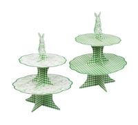 Talking Tables Présentoir à gâteaux réutilisable, 2 étages, thème Lapin, Double Face, Carte épaisse, idéal Anniversaire, Pâques, thé, 32x25 cm