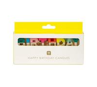 Talking Tables Rainbow Happy Birthday Candles, Gold Glitter Dipped Letter Cake Candles - Set of 13 Multicolour Birthday Candles for Kids Party
