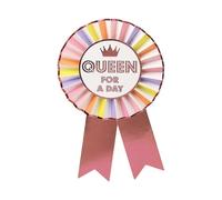 Talking Tables Rosette Joyeux Anniversaire Badge Luxe Or "Queen For A Day" Réutilisable Accessoires pour Maman Femmes Filles Sœur Mère Enfants Fournitures de Fête Événement 10 cm de Diamètre
