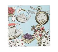 Talking Tables Serviettes Cocktail Alice au Pays des Merveilles pour Fête Mad Hatter, Fête des Mères, BLUENAPKINS, 25cm x 25cm