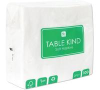 Talking Tables Table Kind 100 x Serviettes Blanches Douces pour Fêtes, Traiteur, Anniversaires, Intérieur ou Extérieur tous les jours, idéales pour buffets et BBQ, Blanc