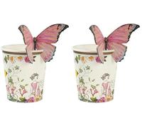 Talking Tables Truly Fairy Gobelets en Carton à Motif Floral pour Fête d'Anniversaire d'Enfant et Goûter Festif, Rose et Blanc, 250 ml (Paquet de 12) (Lot de 2)