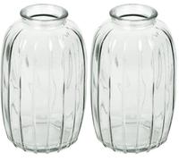 Talking Tables Vase Soliflore en Verre Transparent pour Fleurs Décoration Élégante Centre de Table Mariage Rebord de Fenêtre Fêtes Jardin Dîner d'Été Cheminée Cadeau Hauteur 12 cm (Lot de 2)
