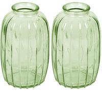 Talking Tables Vase Soliflore en Verre Vert pour Fleurs Décoration Élégante Centre de Table Mariage Rebord de Fenêtre Fêtes Jardin Dîner d'Été Cheminée Cadeau Hauteur 12 cm (Lot de 2)