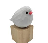 TALKLEK Figurine d'oiseau en bois sculpté à la main, petite statue créative pour décoration d'intérieur, cadeaux pour les amateurs d'oiseaux (nageoire zébré blanc)