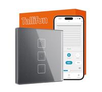 Tallifun Interrupteur Volet Roulant Connecté avec Fonction Pourcentage, Interrupteur Mural Commande Vocale Programmation pour Rideaux Compatible Alexa/Google Home/Smartlife (Gris, 1)