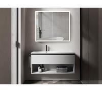 Talos Armoire à Miroir à LED Silver Magnus - 80 x 70 x 13 cm - Armoire de Salle de Bain Design avec éclairage LED sur Tout Le pourtour - Couleur de lumière Blanc Neutre - Aluminium argenté Mat