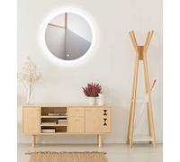 Talos Miroir de Salle de Bain avec éclairage Lunar - Miroir de Salle de Bain avec Ø 59 cm - Miroir Rond avec lumière ambiante environnante et Corps en métal Blanc 50041