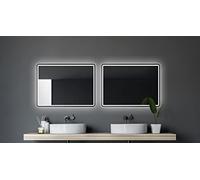 Talos Miroir de Salle de Bain LED - 80 x 60 cm - Convient aux pièces humides - avec éclairage - Cadre en Aluminium Noir Mat