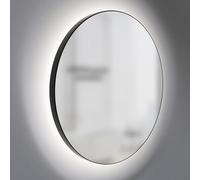 Miroir de salle de bains avec éclairage rond TALOS LED CESA Shine en noir mat Ø60 cm - lumière ambiante rétroéclairée en blanc neutre sur tout le pourtour - adapté aux pièces humides grâce au cadre en
