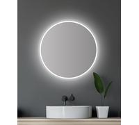 Talos Miroir de Salle de Bain LED Rond - Diamètre : 60 cm - Miroir Mural avec éclairage - Convient aux pièces humides grâce au Corps en Aluminium - Couleur de la lumière : Blanc Neutre