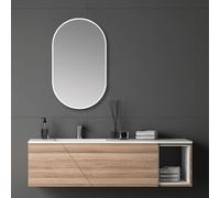 Talos Miroir Design Ovale Blanc 45 x 75 cm pour pièces humides pour Votre Salle de Bain avec Cadre en Aluminium