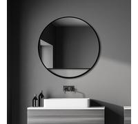 Talos Miroir Mural décoratif Noir Mat Ø 80 cm