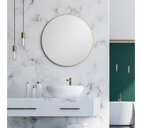 Talos Picasso Miroir doré Ø 60 cm - Cadre en aluminium de qualité supérieure - Miroir de salle de bain rond pour une ambiance élégante - Miroir mural élégant qui allie fonctionnalité et design moderne