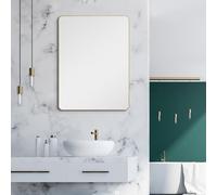 Talos Picasso Miroir Mural Design doré 60 x 80 cm - Élégant Miroir Mural avec Cadre en Aluminium - Idéal pour la Salle de Bain et l'ambiance Moderne - Miroir de Salle de Bain de qualité supérieure -