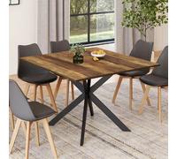 IDMARKET Table à manger carrée ALIX 8 personnes pied araignée noir et plateau bois foncé HAWKINS 110 cm