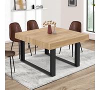 IDMarket Table à manger carrée PHOENIX Bois et noir 6 personnes 120 cm
