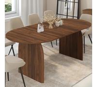 IDMarket – Table à manger extensible Edith – Japandi ovale 6-10 personnes Effet noyer 160-200 cm