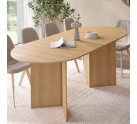 IDMarket Table à manger extensible MARTHE ovale 6-10 personnes bois façon hêtre 160-200 cm