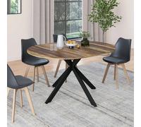 IDMarket - Table ronde extensible Alix 4-8 pers pied araignée noir plateau Hawkins 110-150 cm