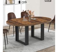 IDMarket – Table à manger extensible ronde Phoenix 4-6 personnes bois foncé effet vieilli 110-150 cm