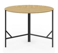 IDMARKET Table à manger pliante ronde YAEL 4 personnes bois et noir design industriel 110 cm