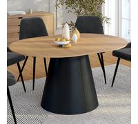Table à manger ronde extensible - IDMARKET - ANGELE - Bois et noir - 6 personnes - 110-150 cm