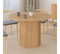 IDMarket - Table à Manger Ronde Berthe 6 Personnes Pied Hexagonal Bois Effet hêtre 110 cm