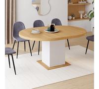 IDMarket - Table à Manger Extensible Ronde Eden 4-8 Personnes Bois et Blanc 120-160 cm