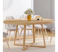 IDMarket - Table à manger extensible Selma ronde 4-8 pers. bois effet hêtre 110-150 cm