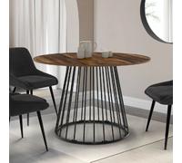 Table à manger ronde fixe - IDMARKET - YUNA - Bois vieilli et noir - 6 personnes - 110 cm
