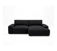 Tama - Canapé d'angle droit 4 places convertible avec coffre en tissu - Noir Noir