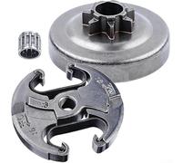 Tambour d'embrayage pour tronçonneuse 340 345 350 445 450 ouille en acier compatible avec kit de réparation de scie électrique - Argent - 3 pièces
