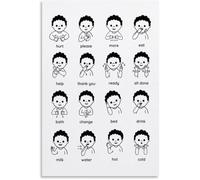 TAMDDBPJD Sign Language Poster ASL Classroom Decor Canvas Wall-Art Autism Support Visual Learning Tool for(Unframed,16x24inch(40x60cm))