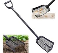 Tamis à Sable Portable avec Manche Réglable de 59 à 118 cm Tamis de Jardin en Alliage d'aluminium Pelle à Sable Ramasse-Plage pour Chasse au Trésor Nettoyage de Poulailler Tamisage de Gravier