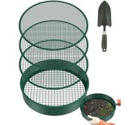 Tamis de jardin 4 en 1 pour sol, grand tamis résistant aux intempéries, tamis à compost rond de 30 cm, ensemble d'outils de jardin en acier inoxydable pour sol, pierres, compost, sable, etc.