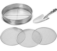 Tamis de jardin en acier inoxydable, 3 pièces, Ø 3-9 mm, avec pelle à main de 26 cm