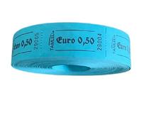 Rouleau de tickets de 0,50 € bleu, jetons de 1 000 unités, perforés, numérotés en continu