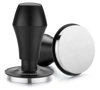 Tamp pour expresso, 58,5 mm, avec ressort, base plate en acier inoxydable, couleur noire
