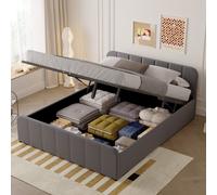 Tampa lit coffre 160x200cm en velours gris