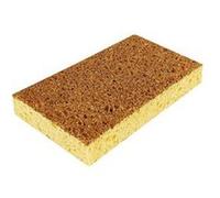 TAMPEL Éponge végétale - Lot de 2 - 110x70x15 mm - Récurant non rayant cellulose brun/jaune Côté abrasif brun naturel ; côté éponge jaune clair