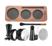 Tamper à café - Tamper à expresso | Kit de 7 pièces en acier inoxydable - Outil de distribution d'anneau de dosage avec tapis de base de tamponnage | Accessoires de brassage pour la maison et le