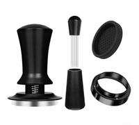 Tamper à expresso 51 mm avec ressort pour outil Wdt et entonnoir doseur - Professionnel pour Barista Set pour machines - Base en acier inoxydable noir