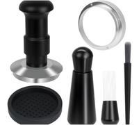 Tamper en acier inoxydable 304 - 58 mm - Avec double ressort - Pression constante de 15 kg - Auto-nivelant - Avec outil de distribution et bague de dosage pour machine porte-filtre (54 mm)