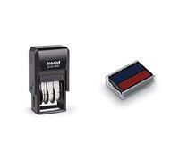 Tampon dateur Trodat Printy 4850L2 PAYÉ LE - Encrage automatique rechargeable - Encre de couleur bleu et rouge 25 x 11 mm & Pack de 2 Cassettes d'Encrage 6/4850/2 Bleu/Rouge