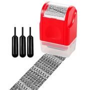 Tampon de Confidentialité Rouge Format Moyen avec 3 Recharges d’Encre, Rouleau pour Masquer les Informations Personnelles sur Documents, Courrier et Étiquettes