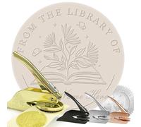 Tampon de gaufrage personnalisé avec logo de bibliothèque pour livres - Tampon à sceau à motif floral - Cartes de visite - Cadeaux pour amateurs de papier