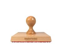 Tampon en bois avec une plaque d’estampage individuelle, 120 x 120 mm, pour un texte, un nom ou un logo - tampon de bureau, personnalisable
